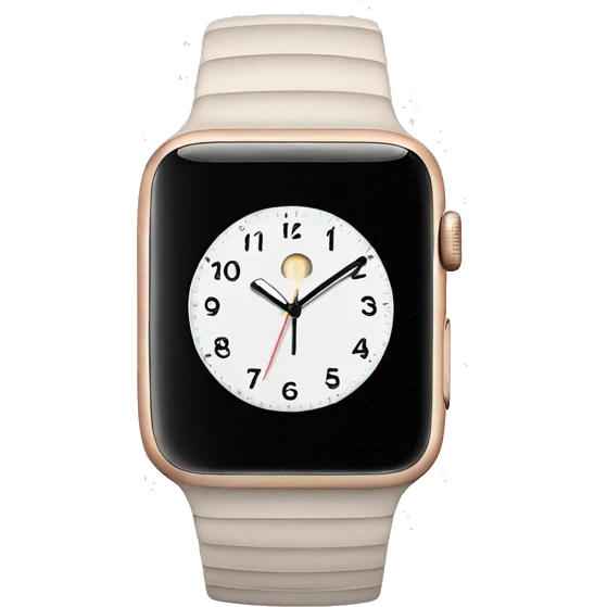 beige apple watch with clock face emoji