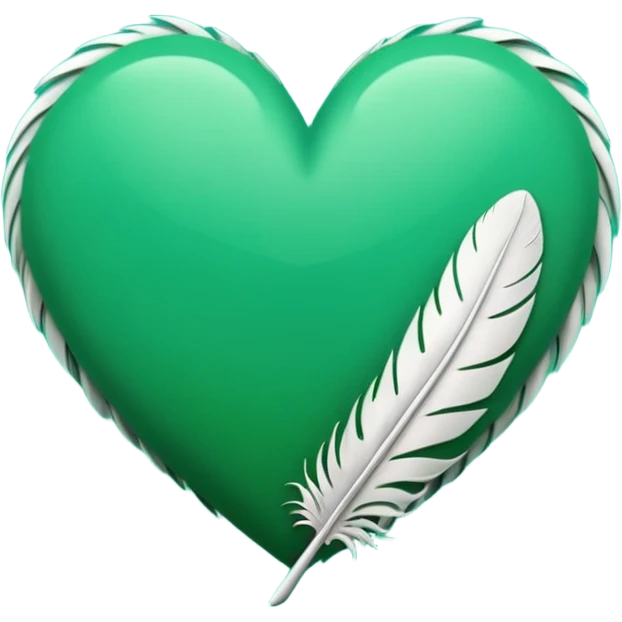 green heart with a feather texture emoji