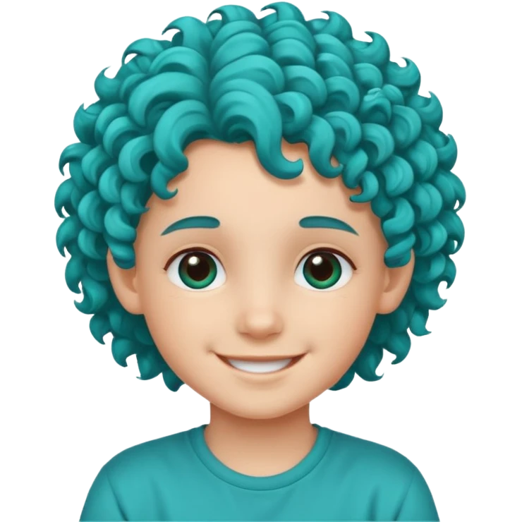 curly turqoise haired kid emoji
