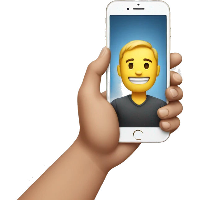Iphone in hand of men  emoji