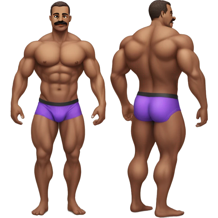 gay bodybuilder with mustache in jockstrap realistic emoji
