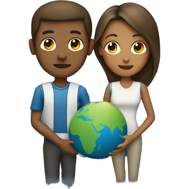 a couple holding a planet emoji