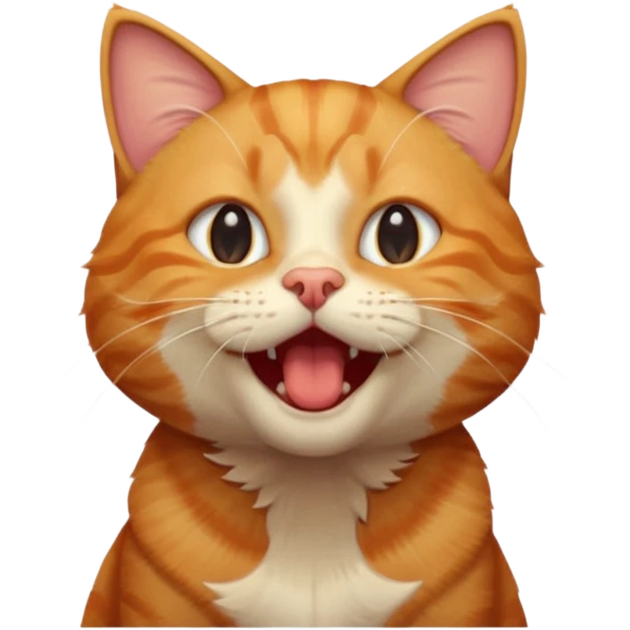 A high-resolution photo-realistic digital illustration of a ginger tabby cat head tilted yawning, chest upward emoji