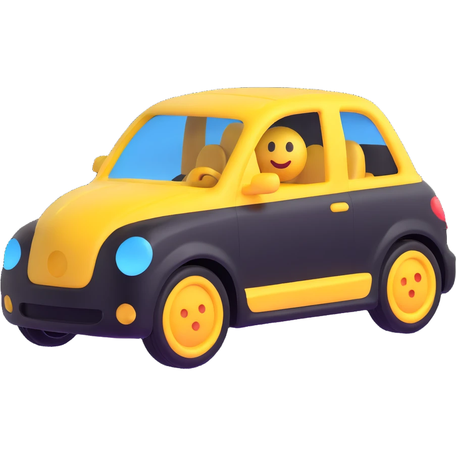 modern 3D emoji of a car covered with a transparent protective film emoji