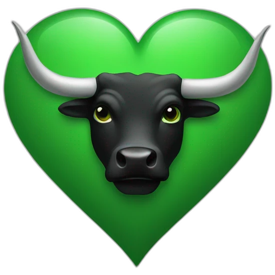 Bull heart green and black emoji