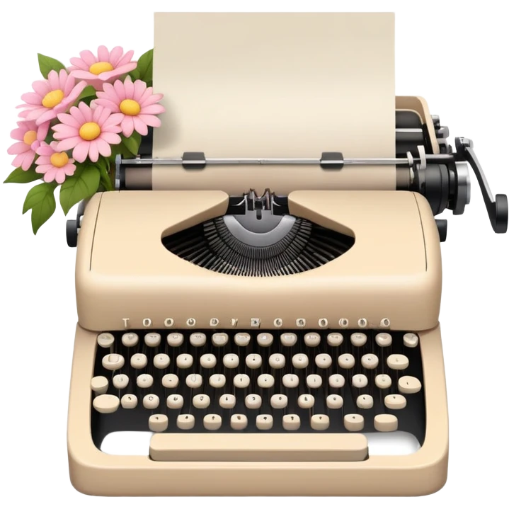 beige typewriter and flowers emoji