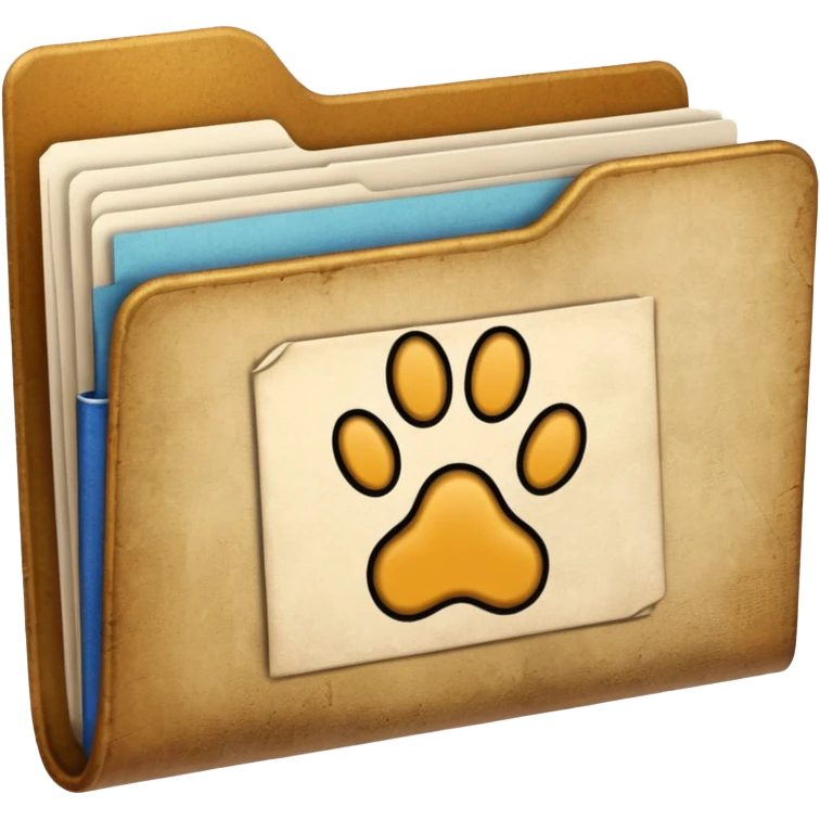 a folder of documents with a pawprint on it emoji