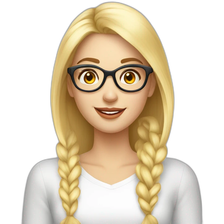 Femme adulte cheveux blanc lisse long lunette emoji