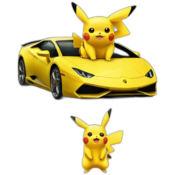 Pikachu avec une lamborghini emoji
