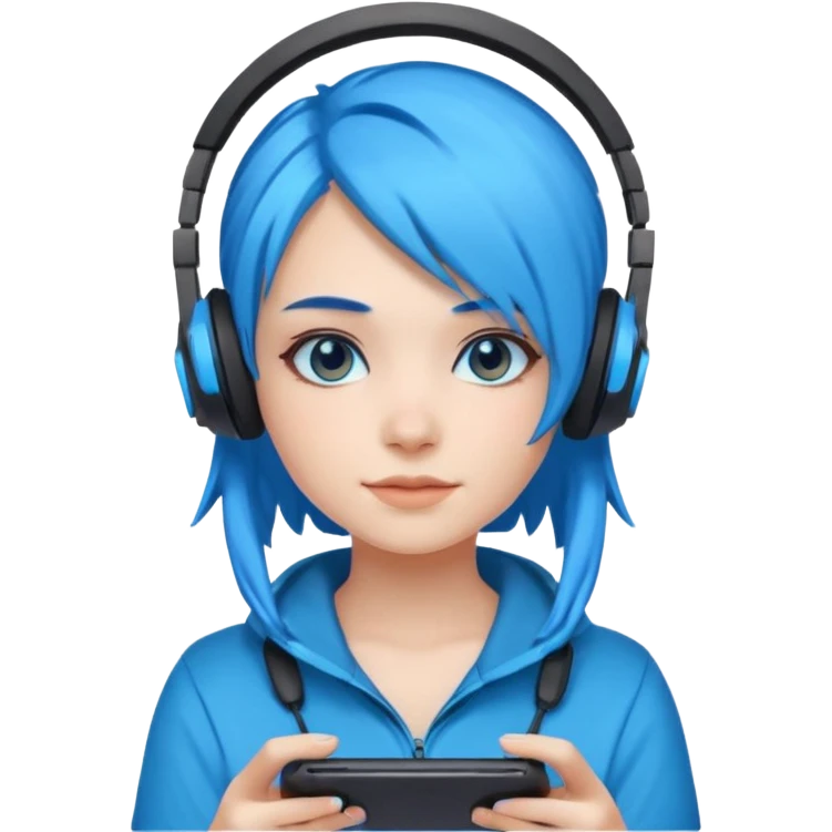 Girl gamer with neon blue hair










 emoji