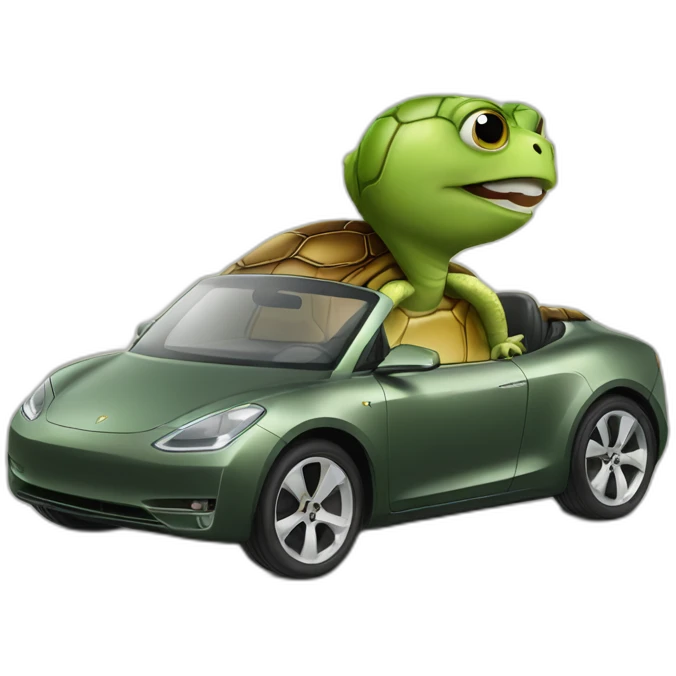 Paparazzi turtle driving tesla emoji