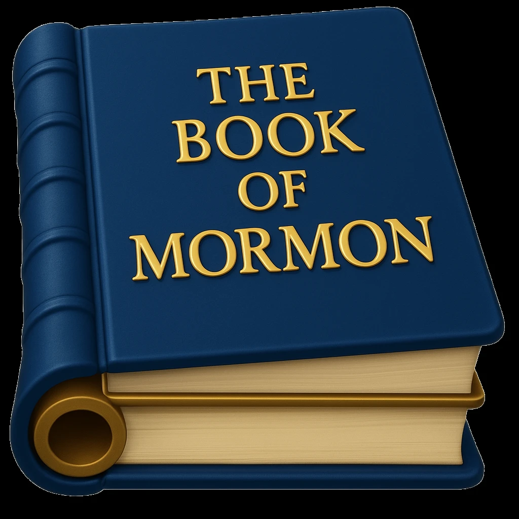 Make the cover plain and a darker blue. Add the title on the front as 'The Book of Mormon' in gold letters (emoji style) emoji