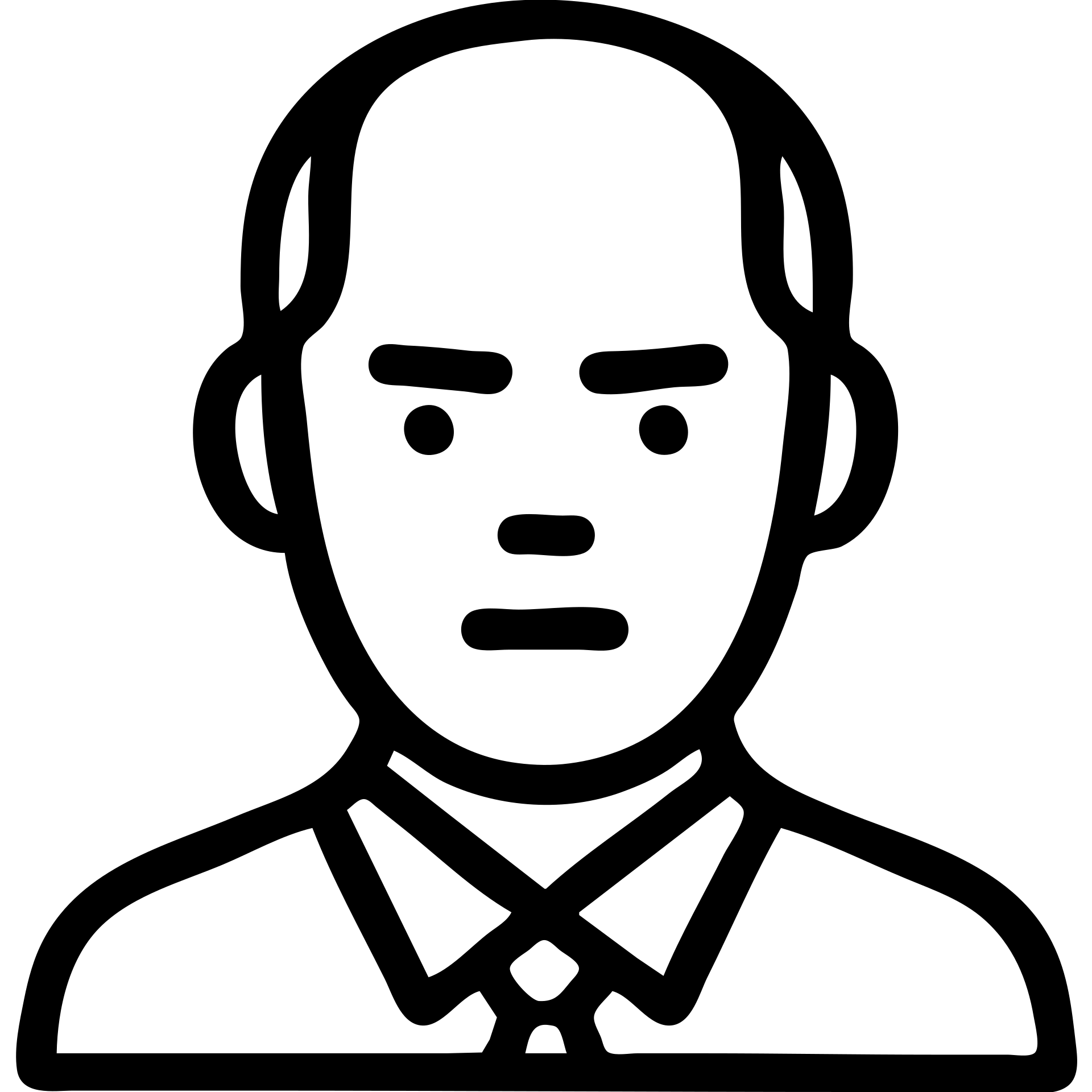 simple outlined icon of a man with receding hair and a serious look emoji