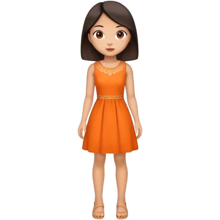 muñeca with asian features + vestido anaranjado emoji