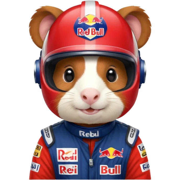 cute guinea pig dressed as a Red Bull Formula 1 driver emoji