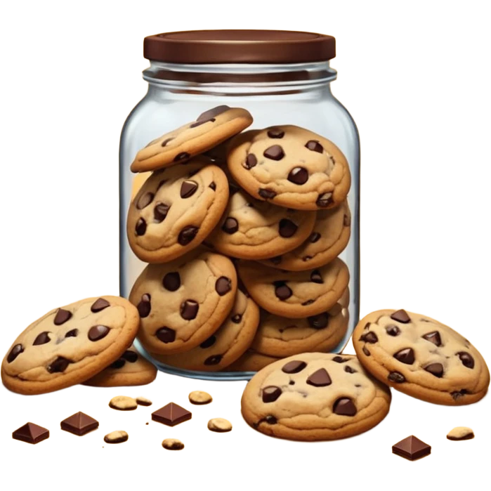 Open jar spilling cookies on counter emoji
