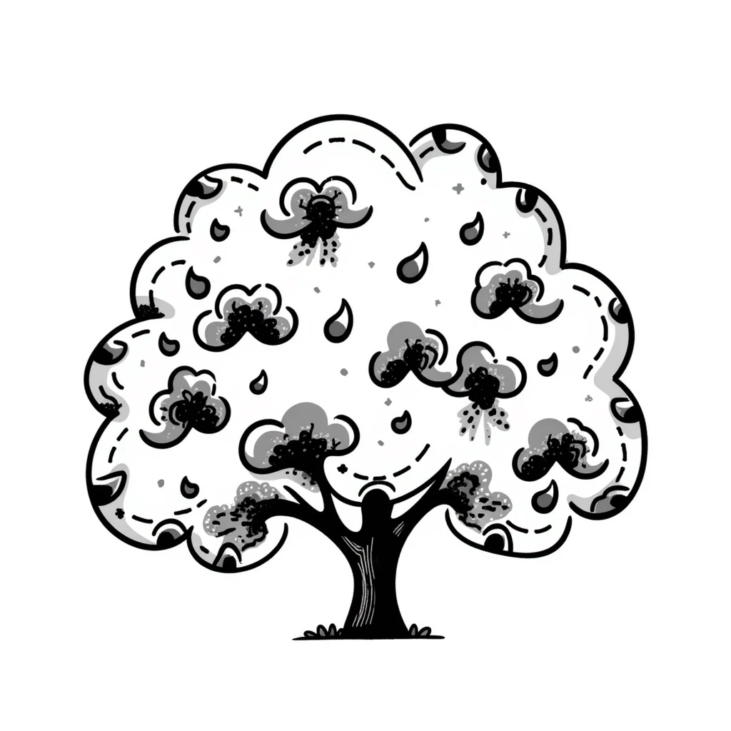 hand-drawn bush with playful lines emoji