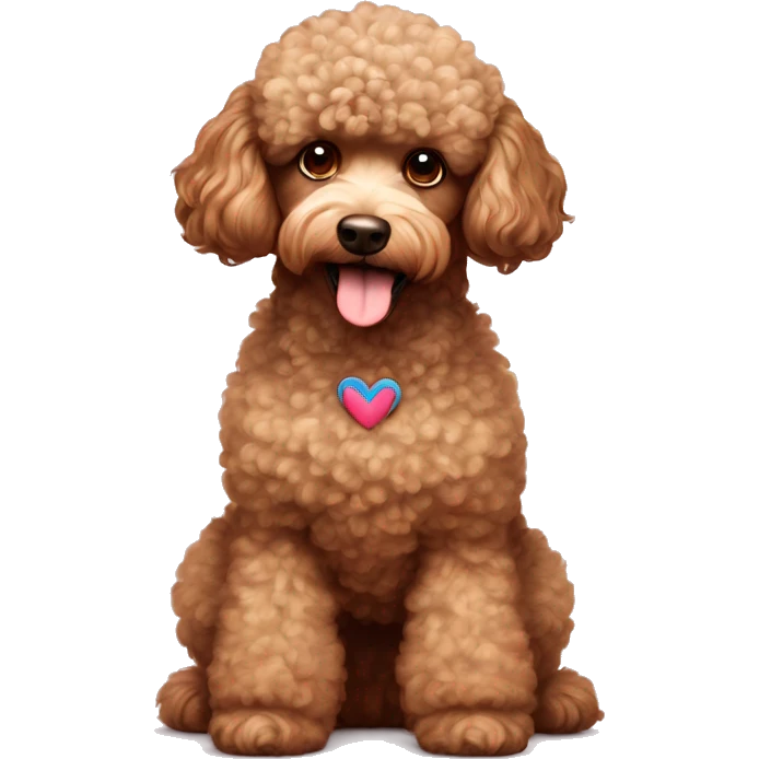 Dog poodle brown fluffy head heart shape emoji