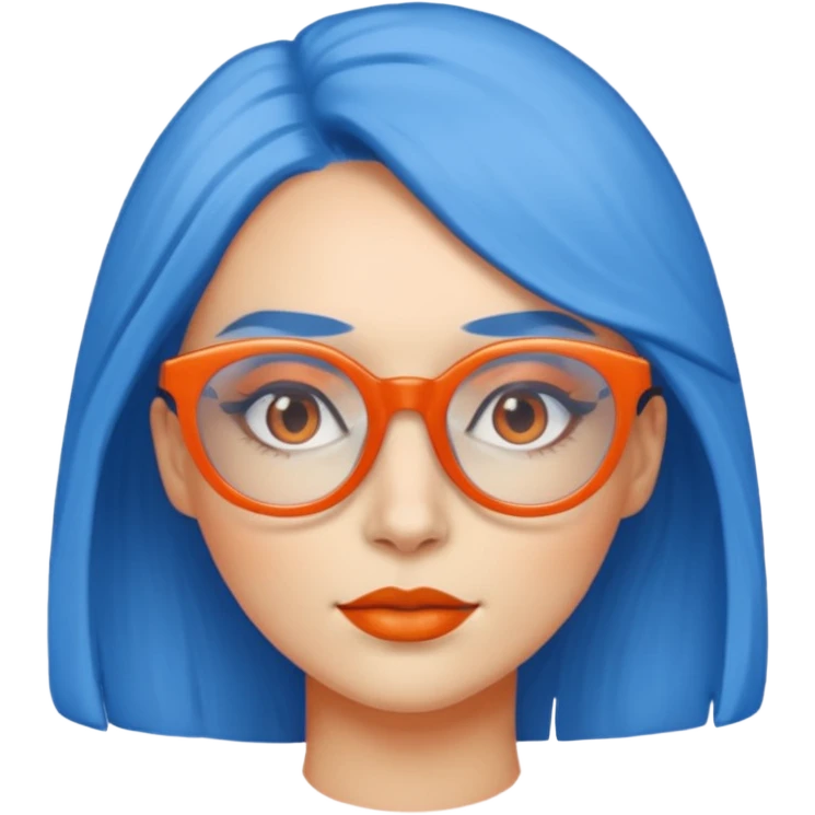 blue skinned orange glassed woman emoji