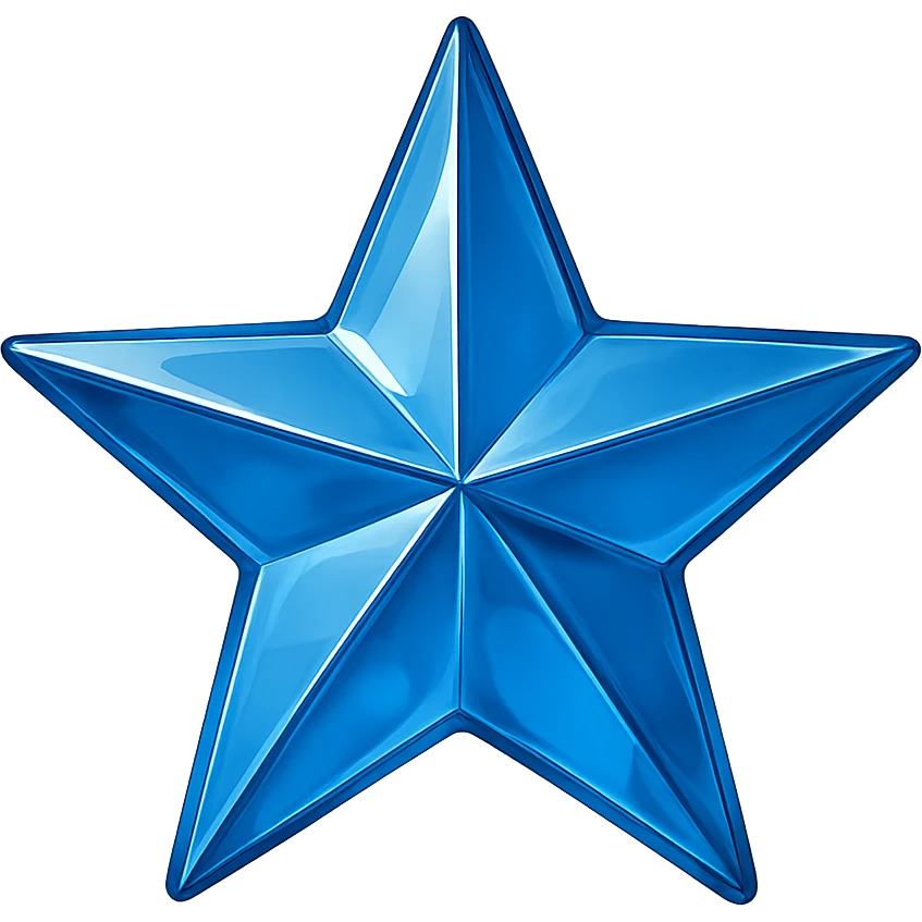 star with a glass effect, blue, no background emoji