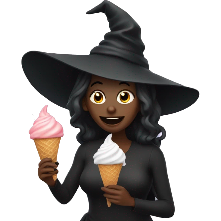 witch eating ice cream emoji