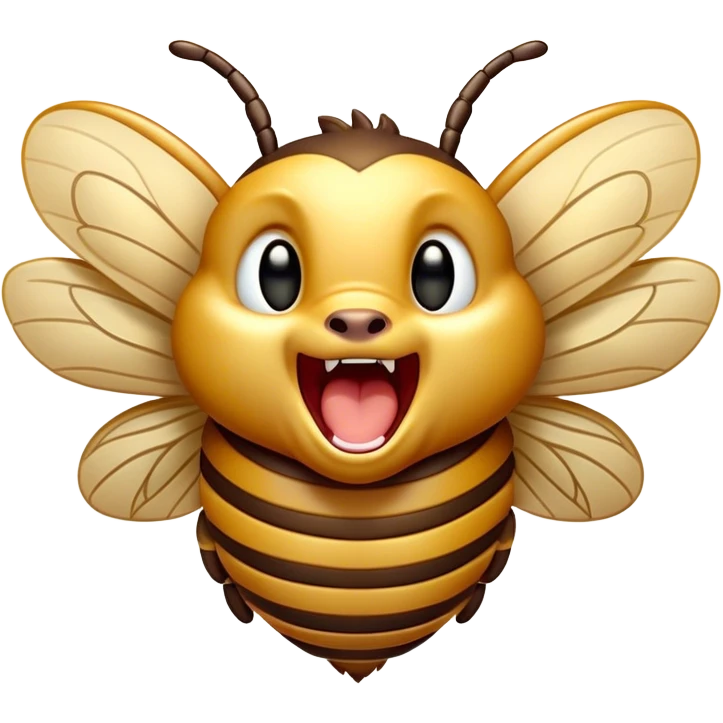 Cinematic Cute Yawning Hornet Portrait Emoji, Head tilted slightly with a dramatic, wide-open yawn, showcasing a small, striped body with softly drooping wings and sleepy, half-closed eyes, Simplified yet irresistibly adorable features, highly detailed, glowing with a soft, cozy glow, high shine, relaxed yet expressive, stylized with a dash of whimsical insect charm, soft glowing outline, capturing the essence of a drowsy yet affectionate hornet that appears ready to stretch out for a nap! emoji