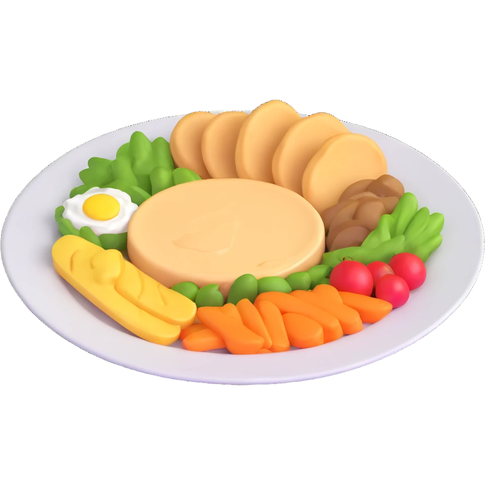 an appetizing plate of food representing a restaurant emoji