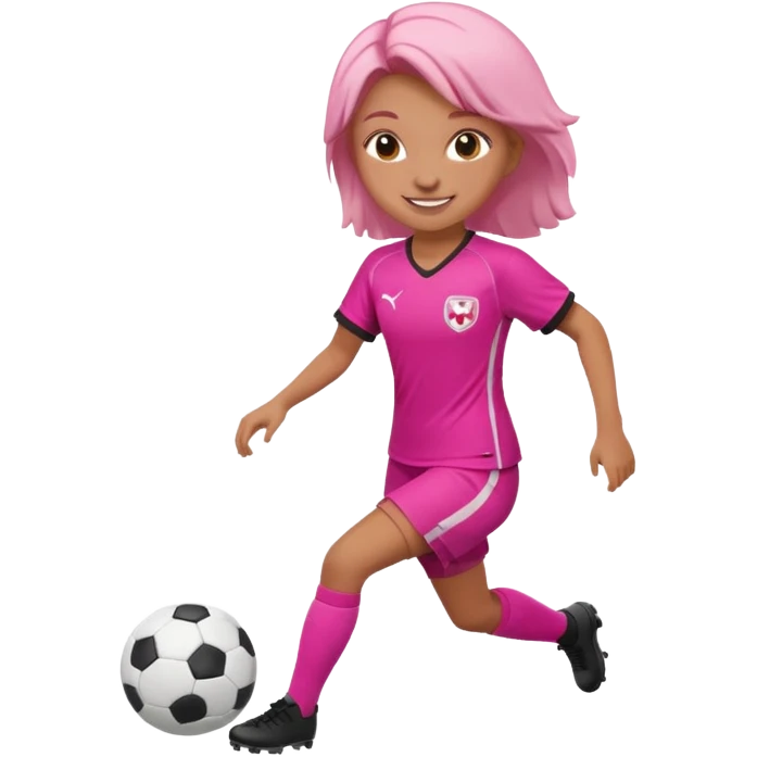 A pink girl playing soccer emoji