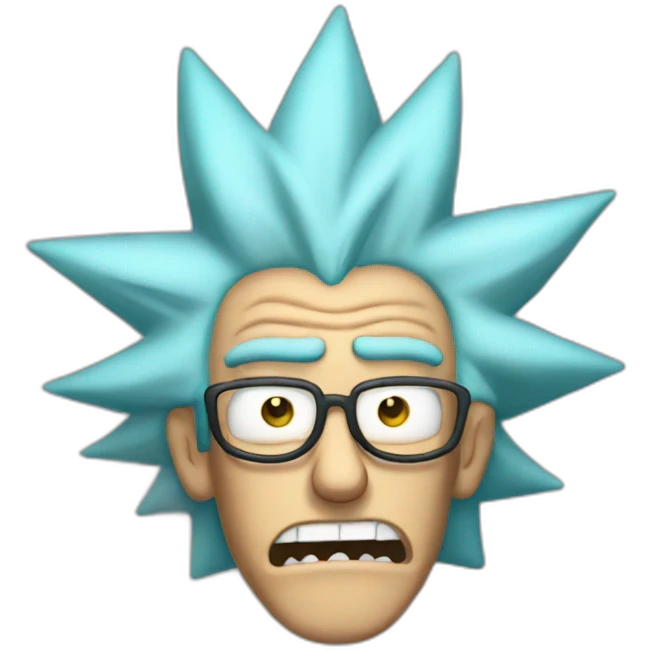 Rick Sanchez with glasses and one finger up emoji
