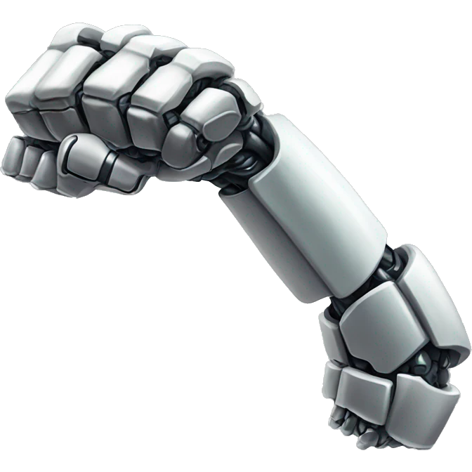 Cyborg arm with shock flexing bicep emoji
