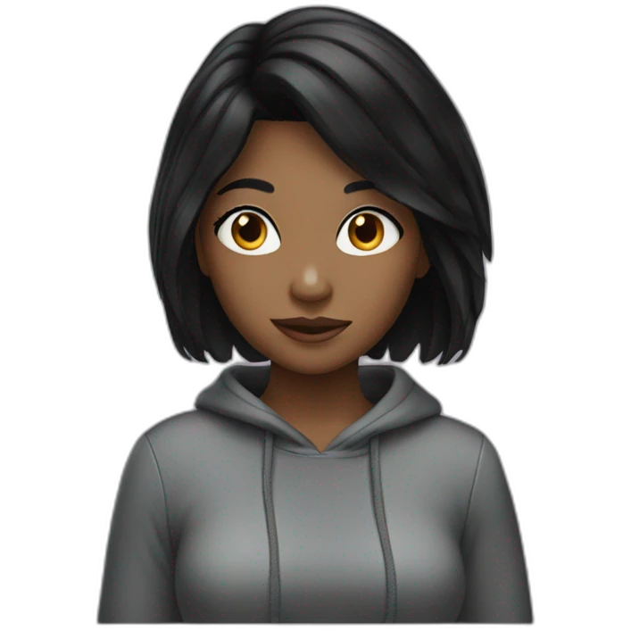 black hair girl with big nouse emoji