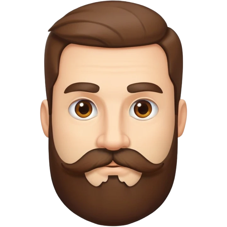 man with thick beard, mustache, and connected bushy eyebrows that meet in the middle emoji