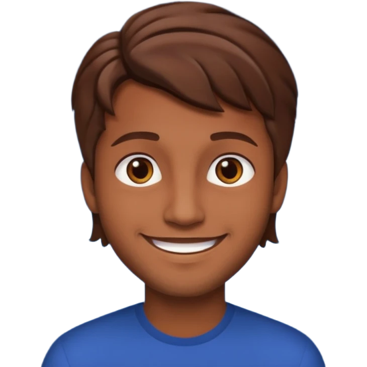 Color de piel moreno los ojos ke sean de estrella riéndose y pelo café hombre  el pelo asialado🤩pelo asía a bajo o y los ojos de estrellas emoji