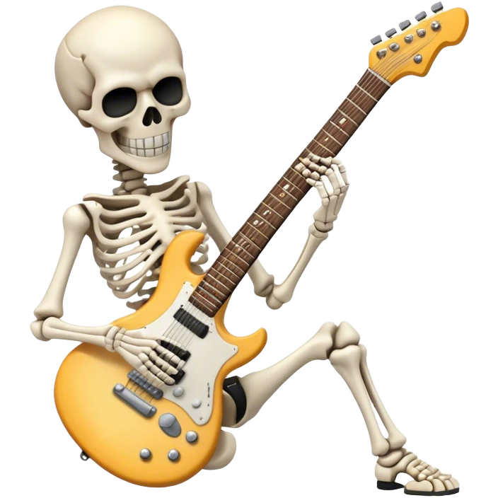 Skeleton playing loud electric guitar emoji