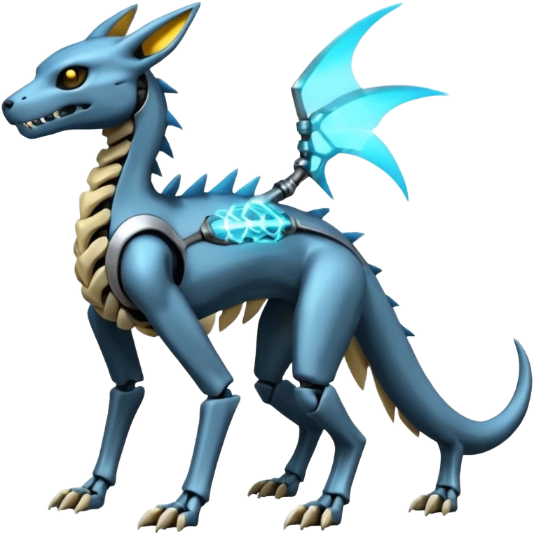 futuristic Skeleton-Cyborg-Manectric-Electrike-Salandit-Cubone-Umbreon-Marowak-Draco-Fakémon-hybrid-creature (full body), 4 legs emoji