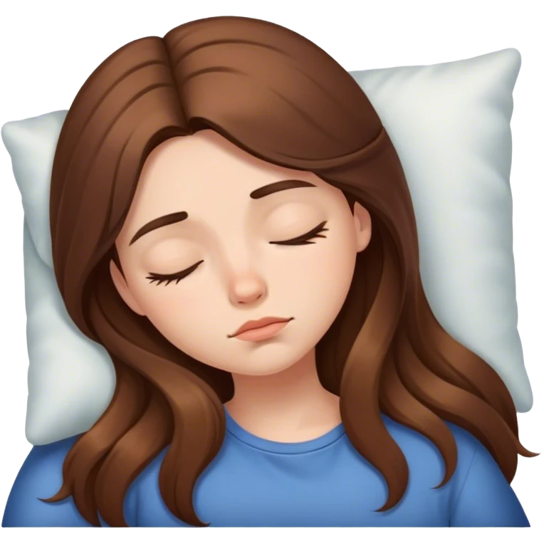 Sleepy girl, long brown hair emoji