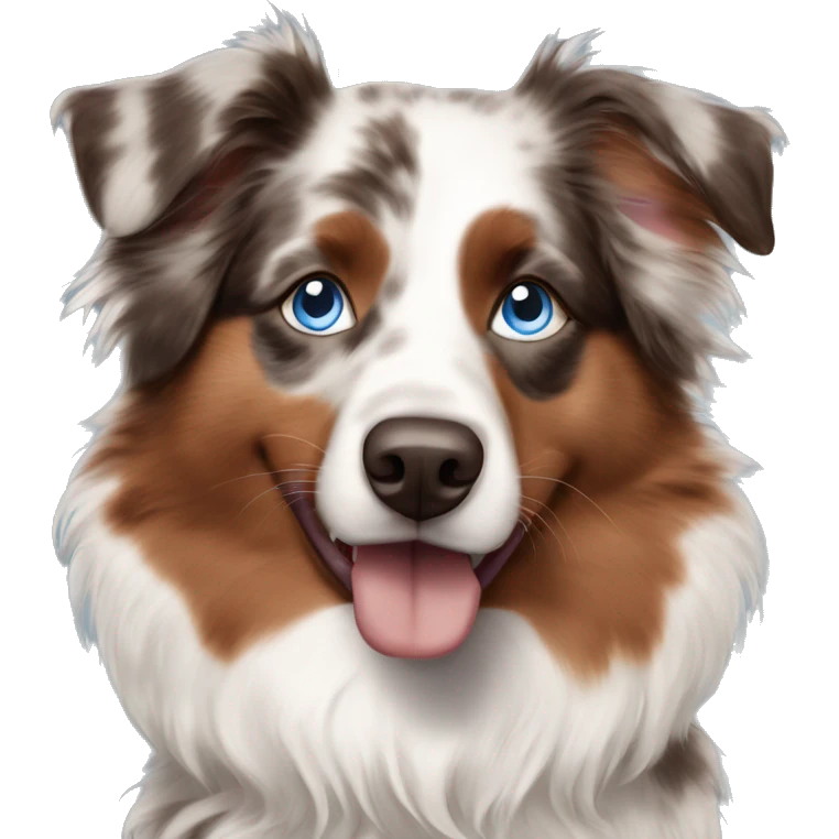 Red Merle Australian shepherd with blue eyes and a tail  emoji
