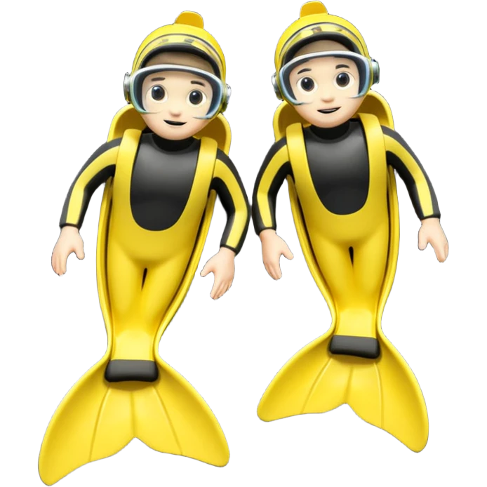 A 3D cartoon pair of diving flippers on a white background, shiny rubber texture, Memoji-style rendering. emoji