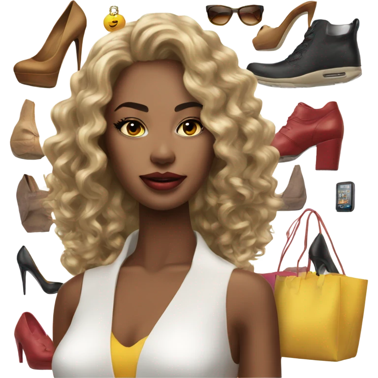 Hyper Realistic beautiful high fashion model shopping  emoji
