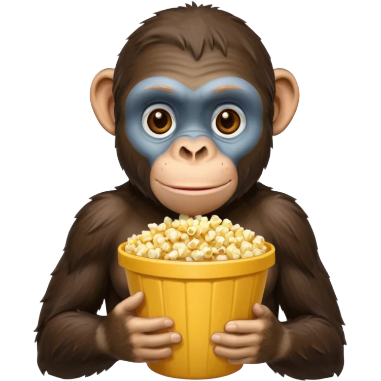 a chimpazy holding a bucket of popcorn emoji