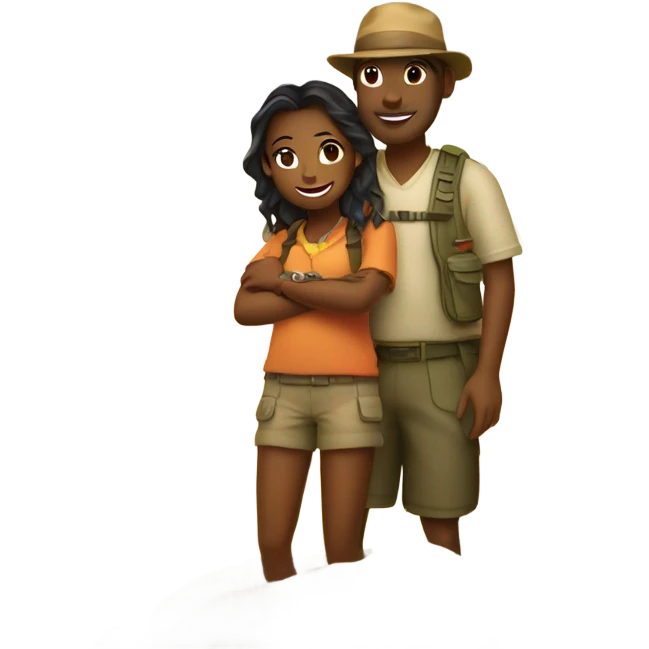 Island Girl with Fly Fisherman in love at sunrise on an island emoji