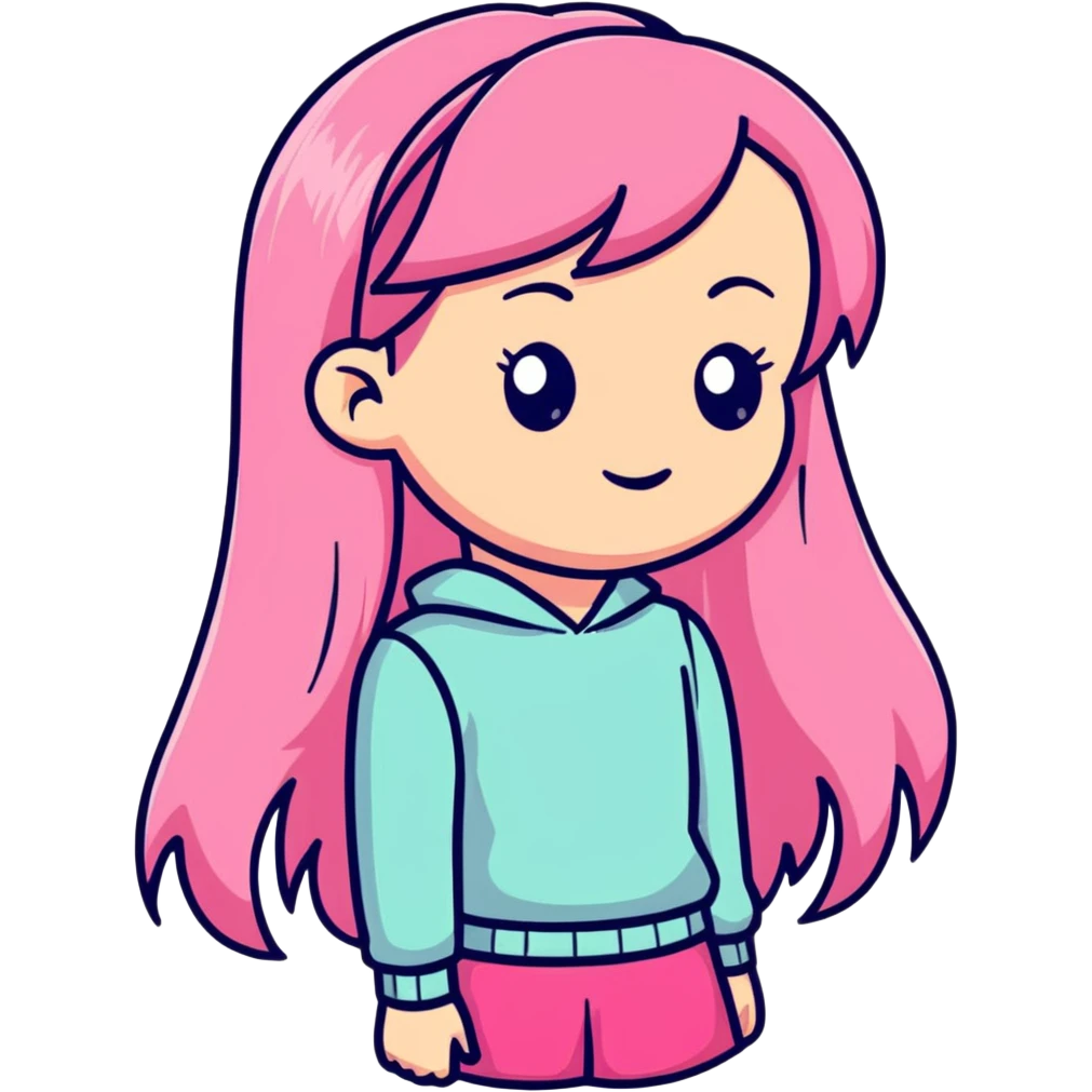 Girl pink long hair emoji