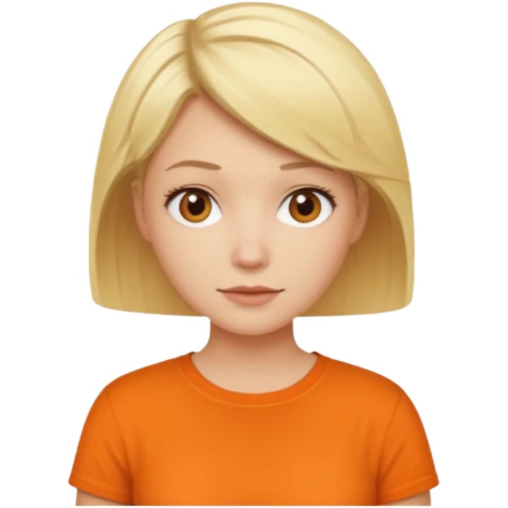 blond short hair woman with orange shirt emoji