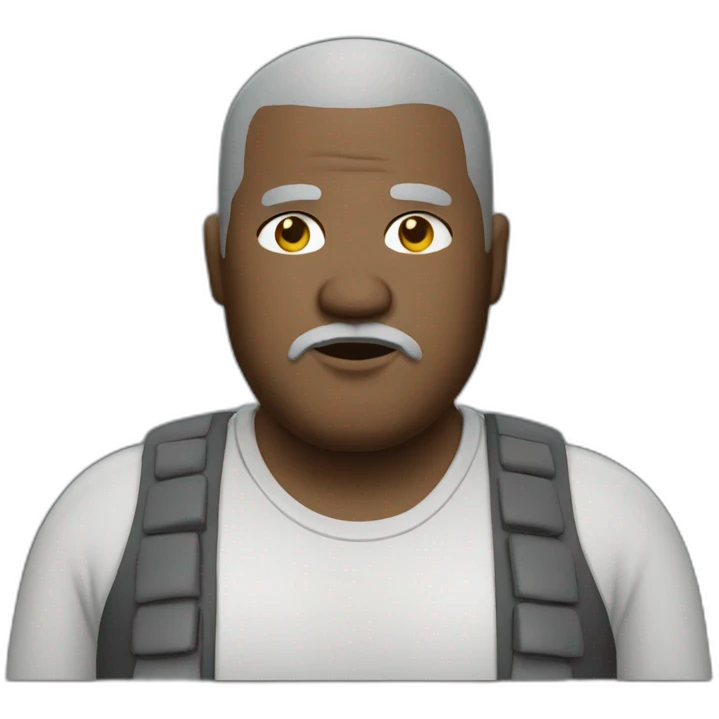 Fat man with gray shaved head and gray goatee  emoji