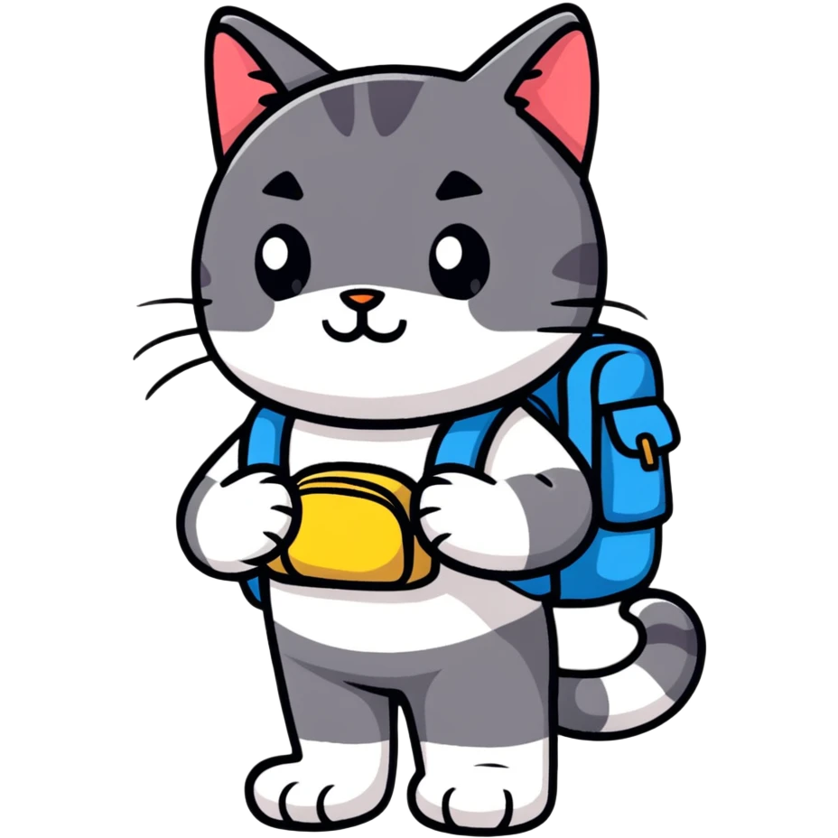 cat with a colorful backpack emoji