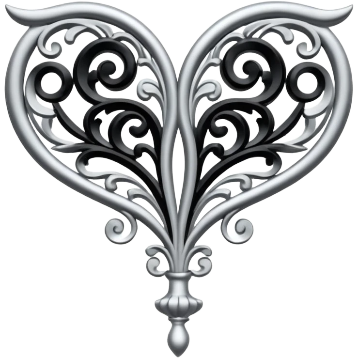 Black and silver filigree corner, 3D, extremely detailed design emoji