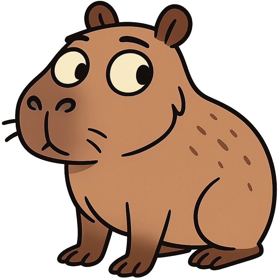 adorable capybara glancing sideways, minimal style emoji