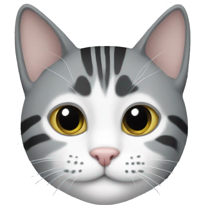 gray cat with black and white stripes emoji