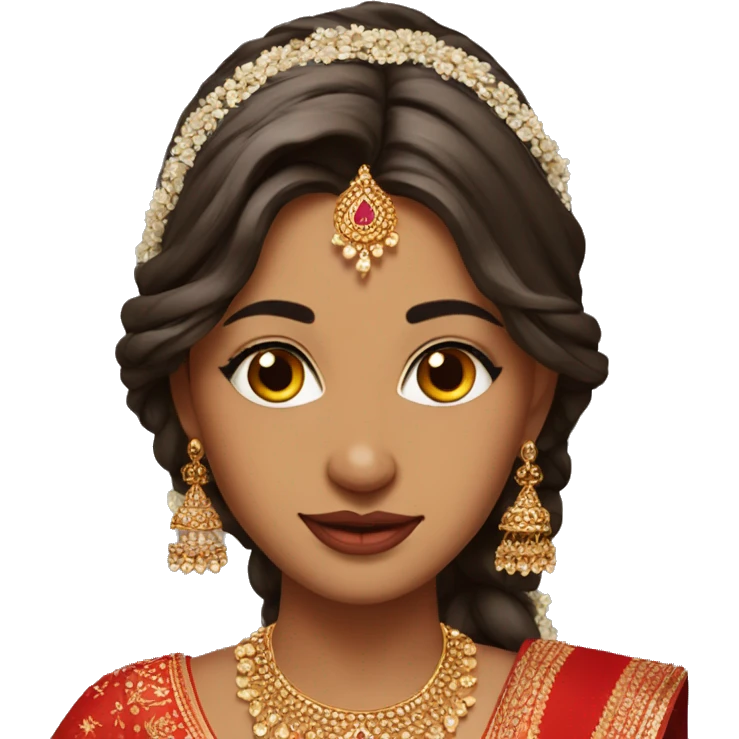 Indian bride red lehenga open hair  emoji