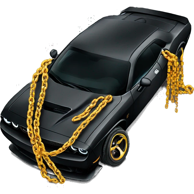 Black Dodge Hellcat Challenger wit dreads and 10000 chains on emoji